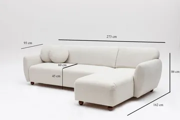 Whitecliffs Divansofa 3-seters - Hvit - Møbler - Sofaer - Sofa med sjeselong - 3 seters sofa med divan