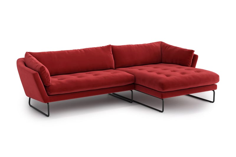 Ynnabo Divansofa - Rød - Sofa med sjeselong - 4 seters sofa med divan