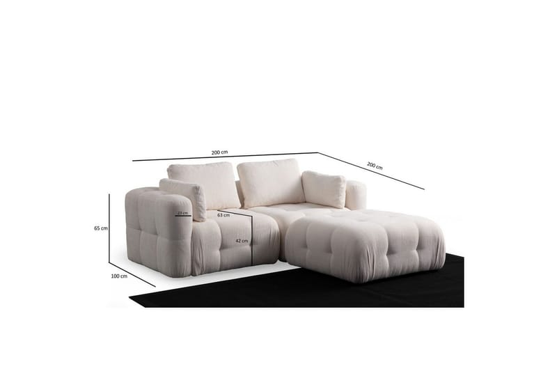 Yvara Sofa med Divan 2-sits - Beige - Møbler - Sofaer - Modulsofaer - Komplett modulsofa