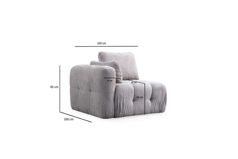 Yvara Sofa med Divan 2-sits - Lysegrå - Møbler - Sofaer - Modulsofaer - Komplett modulsofa