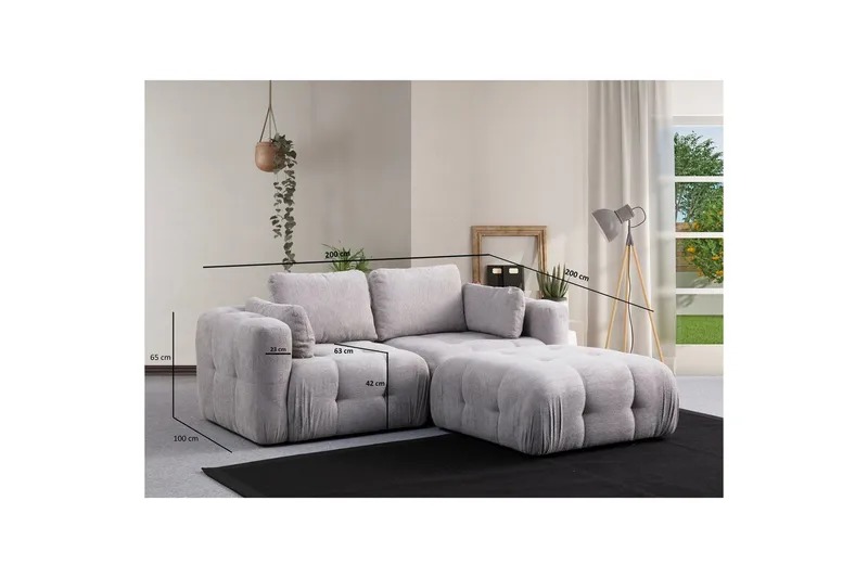Yvara Sofa med Divan 2-sits - Lysegrå - Møbler - Sofaer - Sofa med sjeselong