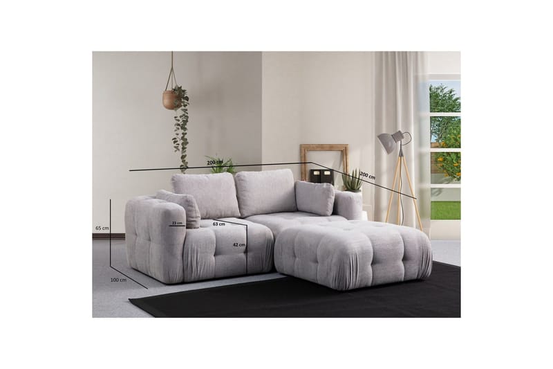 Yvara Sofa med Divan 2-sits - Lysegrå - Møbler - Sofaer - Modulsofaer - Komplett modulsofa
