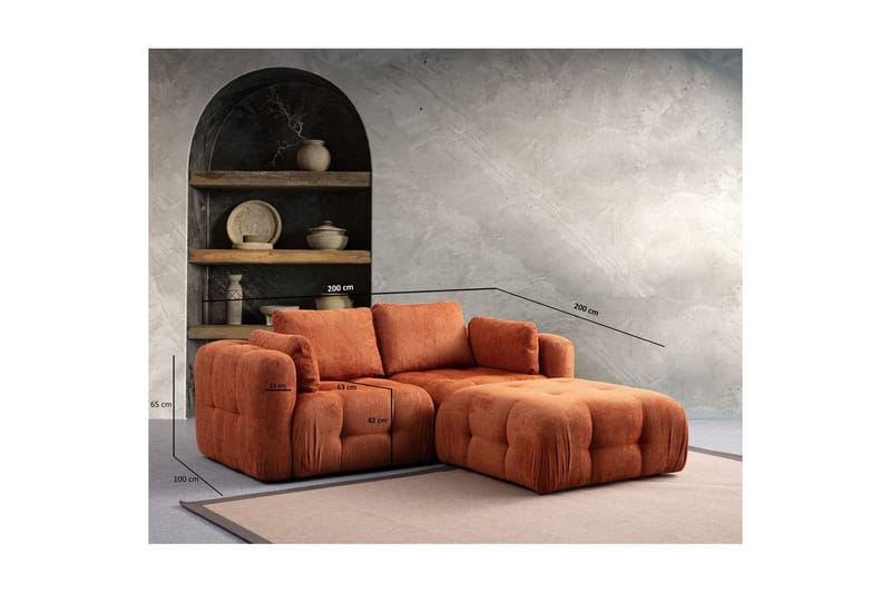 Yvara Sofa med Divan 2-sits - Oransje - Møbler - Sofaer - Sofa med sjeselong