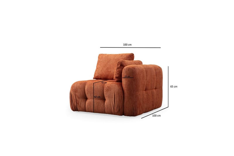 Yvara Sofa med Divan 2-sits - Oransje - Møbler - Sofaer - Modulsofaer - Komplett modulsofa