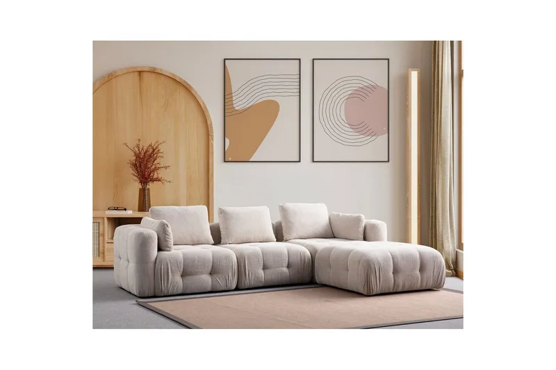Yvara Sofa med Divan 4-sits - Beige - Møbler - Sofaer - Sofa med sjeselong