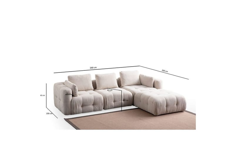 Yvara Sofa med Divan 4-sits - Beige - Møbler - Sofaer - Modulsofaer - Komplett modulsofa