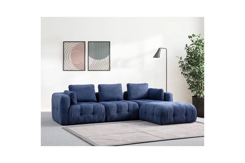 Yvara Sofa med Divan 4-sits - Blå - Møbler - Sofaer - Modulsofaer - Komplett modulsofa