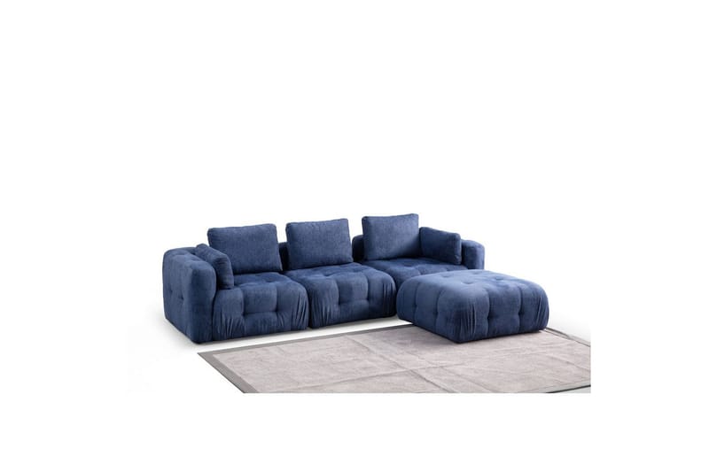 Yvara Sofa med Divan 4-sits - Blå - Møbler - Sofaer - Sofa med sjeselong