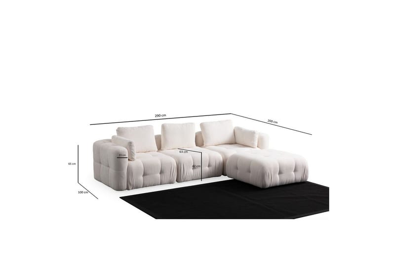 Yvara Sofa med Divan 4-sits - Hvit - Møbler - Sofaer - Modulsofaer - Komplett modulsofa