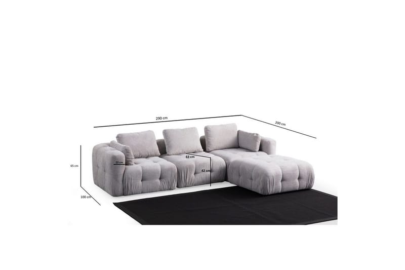 Yvara Sofa med Divan 4-sits - Lysegrå - Møbler - Sofaer - Sofa med sjeselong