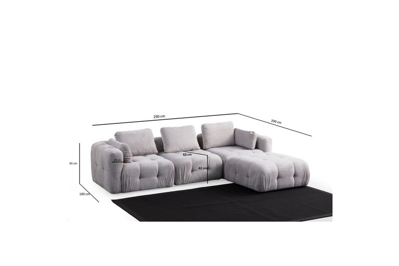 Yvara Sofa med Divan 4-sits - Lysegrå - Møbler - Sofaer - Sofa med sjeselong