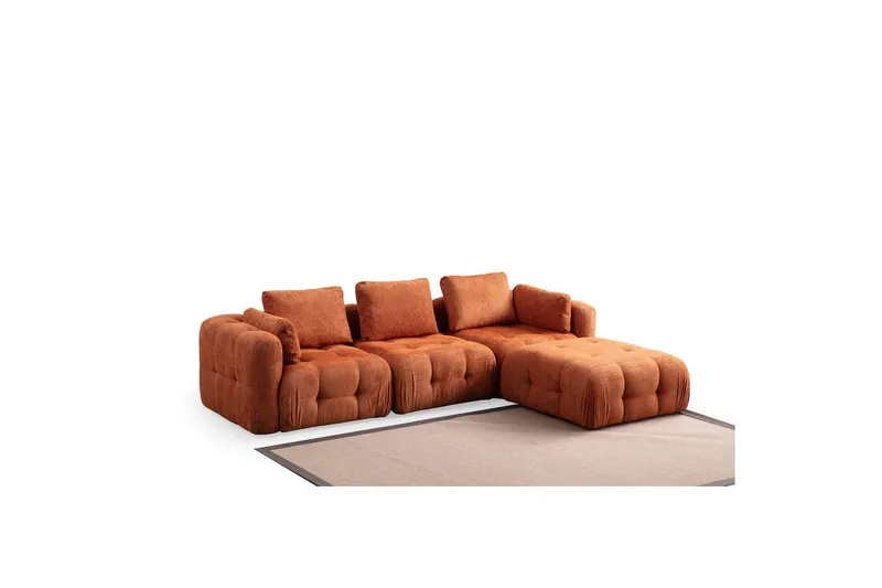 Yvara Sofa med Divan 4-sits - Oransje - Møbler - Sofaer - Sofa med sjeselong