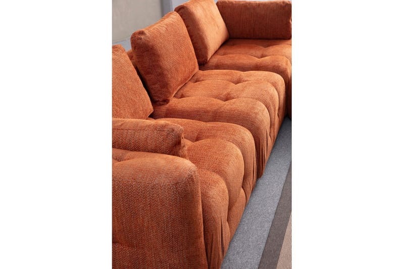 Yvara Sofa med Divan 4-sits - Oransje - Møbler - Sofaer - Modulsofaer - Komplett modulsofa