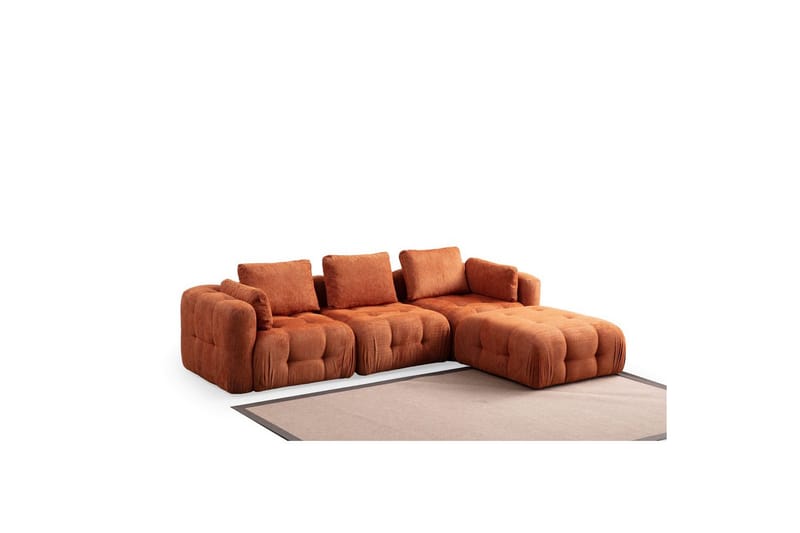 Yvara Sofa med Divan 4-sits - Oransje - Møbler - Sofaer - Sofa med sjeselong