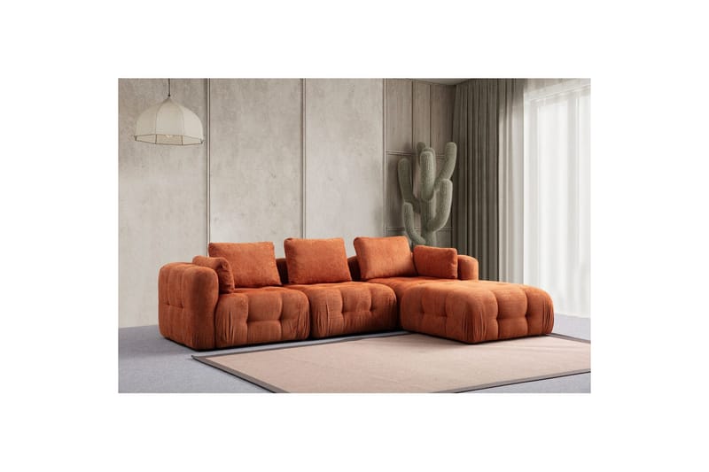 Yvara Sofa med Divan 4-sits - Oransje - Møbler - Sofaer - Sofa med sjeselong