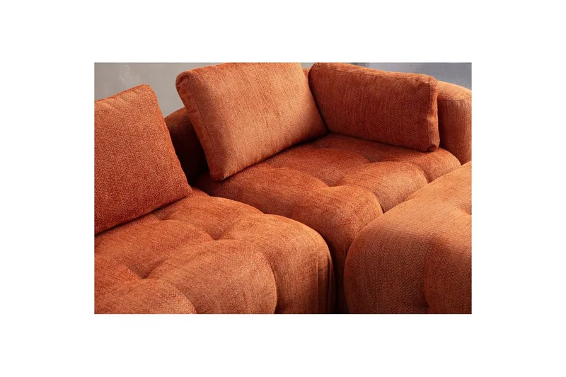 Yvara Sofa med Divan 4-sits - Oransje - Møbler - Sofaer - Modulsofaer - Komplett modulsofa