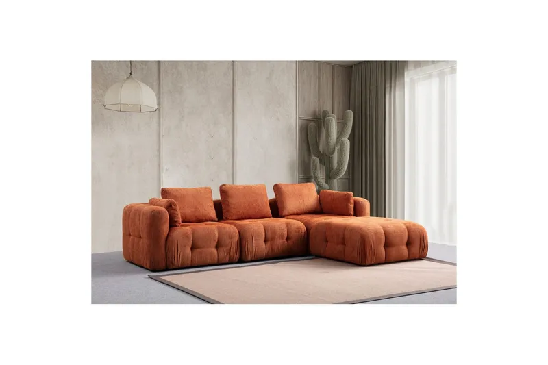 Yvara Sofa med Divan 4-sits - Oransje - Møbler - Sofaer - Sofa med sjeselong