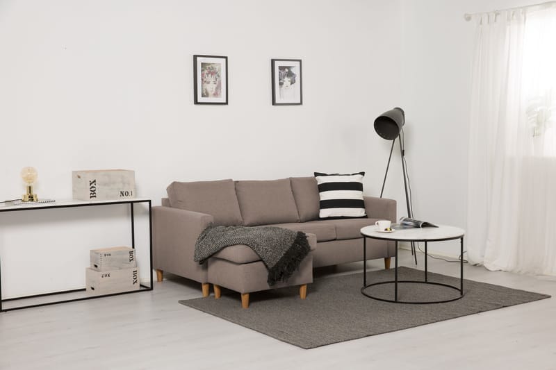 Zero Divansofa 3-seter Vendbar - Beige - Sofa med sjeselong - 3 seters sofa med divan