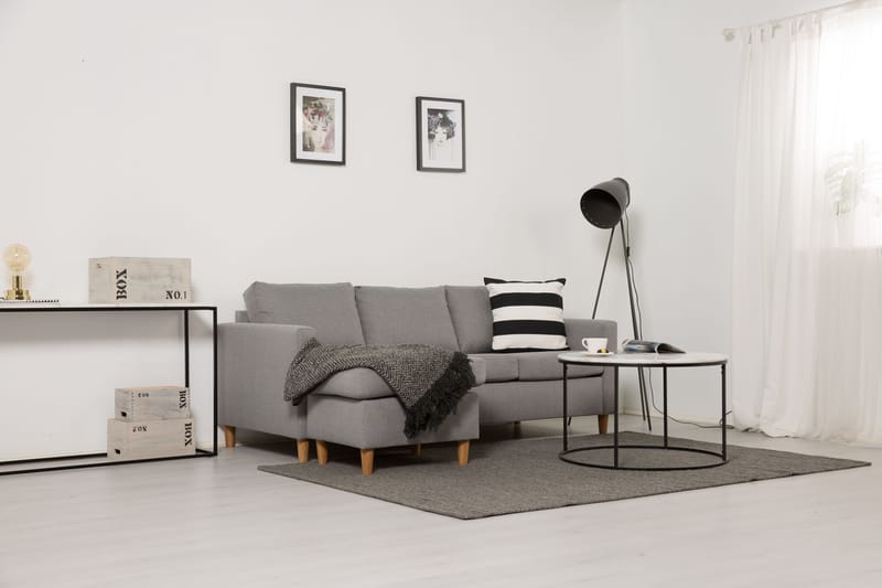 Zero Divansofa 3-seter Vendbar - Lysegrå - Sofa med sjeselong - 3 seters sofa med divan