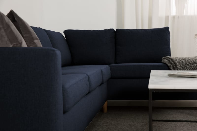 Zero Divansofa 4-seter Høyre - Blå - Sofa med sjeselong - 4 seters sofa med divan