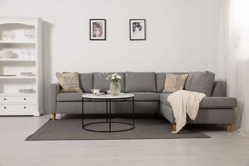 Zero Divansofa 4-seter Høyre - Lysegrå - Sofa med sjeselong - 4 seters sofa med divan