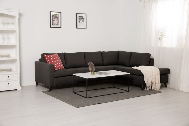 Zero Divansofa 4-seter Høyre - Mørkegrå - Sofa med sjeselong - 4 seters sofa med divan
