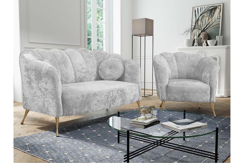Adrial 3-seters Sofagruppe - Fløyel/Hvit - Møbler - Sofaer - Sofagrupper