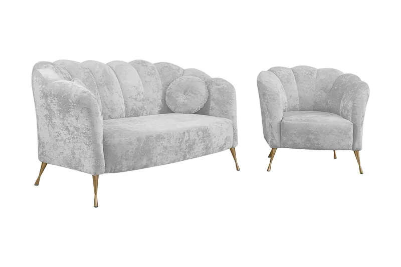 Adrial 3-seters Sofagruppe, Fløyel/Hvit