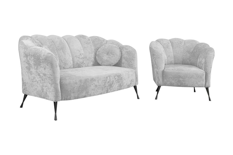 Adrial 3-seters Sofagruppe, Fløyel/Hvit/Svart Krom