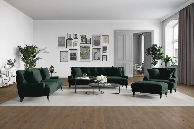 Andrew 3-seters Fløyelssofa - Grønn - Møbler - Sofaer - Sofagrupper - Howard sofagruppe