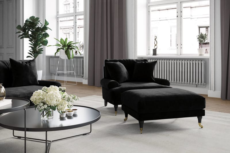 Andrew 3-seters Fløyelssofa - Svart - Møbler - Sofaer - Sofagrupper - Howard sofagruppe