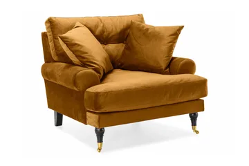 Andrew Howard Sofagruppe 102 cm med Fotpall og Hjul i Fløyel - Gul - Møbler - Sofaer - Sofagrupper - Howard sofagruppe