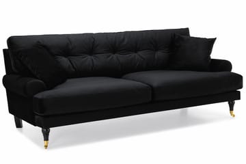 Andrew Howard Sofagruppe 102 cm med Fotskammel og Hjul i Fløyel - Svart - Møbler - Sofaer - Sofagrupper - Sofagruppe 3 2 1