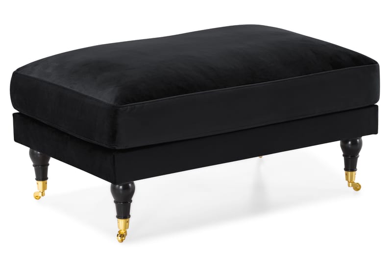 Andrew Howard Sofagruppe 102 cm med Fotskammel og Hjul i Fløyel - Svart - Møbler - Sofaer - Sofagrupper - Sofagruppe 3 2 1