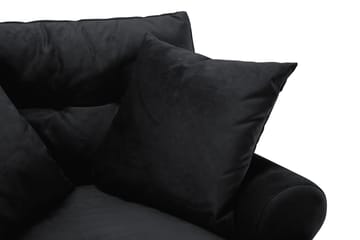 Andrew Howard Sofagruppe 102 cm med Fotskammel og Hjul i Fløyel - Svart - Møbler - Sofaer - Sofagrupper - Sofagruppe 3 2 1