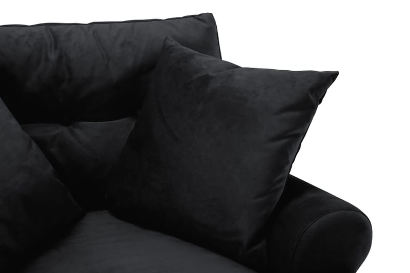 Andrew Howard Sofagruppe 102 cm med Fotskammel og Hjul i Fløyel - Svart - Møbler - Sofaer - Sofagrupper - Sofagruppe 3 2 1