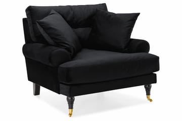 Andrew Howard Sofagruppe 102 cm med Fotskammel og Hjul i Fløyel - Svart - Møbler - Sofaer - Sofagrupper - Sofagruppe 3 2 1