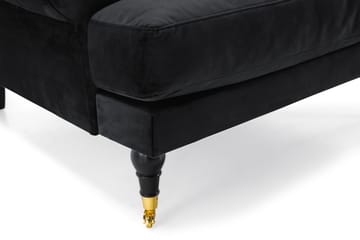 Andrew Howard Sofagruppe 102 cm med Fotskammel og Hjul i Fløyel - Svart - Møbler - Sofaer - Sofagrupper - Sofagruppe 3 2 1