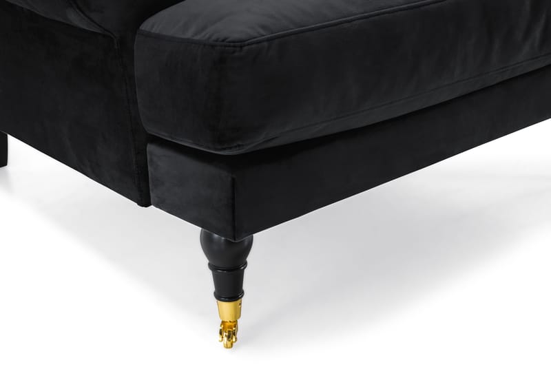 Andrew Howard Sofagruppe 102 cm med Fotskammel og Hjul i Fløyel - Svart - Møbler - Sofaer - Sofagrupper - Sofagruppe 3 2 1