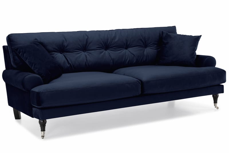 Andrew Sofagruppe 2-seter Sofa + Lenestol + Fotskammel i Fløyel - Blå - Møbler - Sofaer - Sofagrupper - Howard sofagruppe