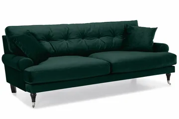 Andrew Sofagruppe 2-seter Sofa + Lenestol + Fotskammel i Fløyel - Grønn - Møbler - Sofaer - Sofagrupper - Howard sofagruppe