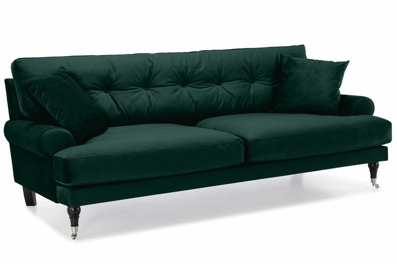 Andrew Sofagruppe 2-seter Sofa + Lenestol + Fotskammel i Fløyel - Grønn - Møbler - Sofaer - Sofagrupper - Howard sofagruppe