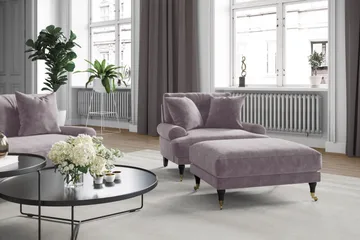 Andrew Sofagruppe 2-seter Sofa + Lenestol + Fotskammel i Fløyel - Lilla - Møbler - Sofaer - Sofagrupper - Howard sofagruppe