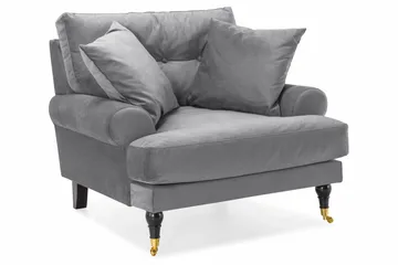 Andrew Sofagruppe 2-seter Sofa + Lenestol + Fotskammel i Fløyel - Lys grå - Møbler - Sofaer - Sofagrupper - Howard sofagruppe