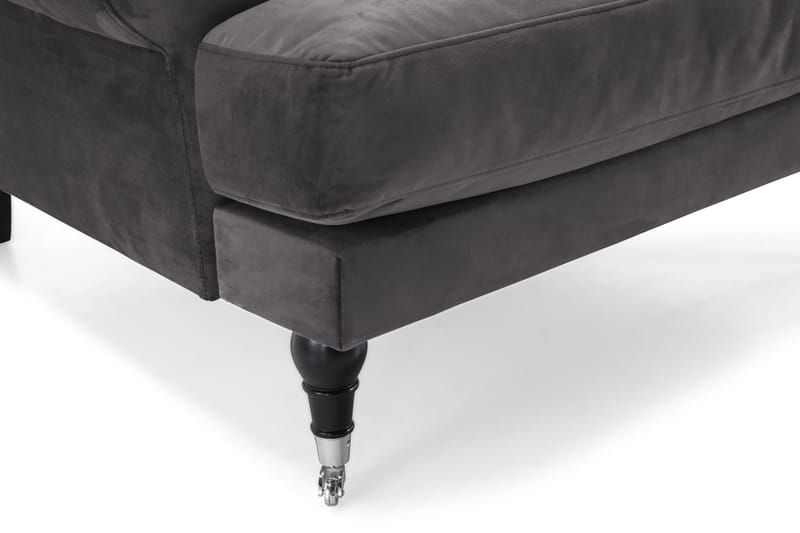 Andrew Sofagruppe 2-seter Sofa + Lenestol + Fotskammel i Fløyel - Mørk grå - Møbler - Sofaer - Sofagrupper - Howard sofagruppe