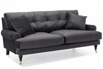 Andrew Sofagruppe 2-seter Sofa + Lenestol + Fotskammel i Fløyel - Mørk grå - Møbler - Sofaer - Sofagrupper - Howard sofagruppe