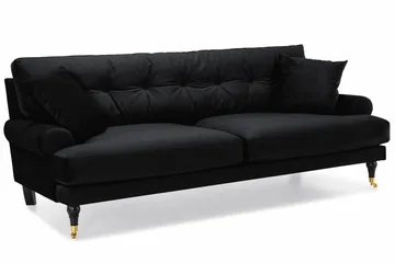 Andrew Sofagruppe 2-seter Sofa + Lenestol + Fotskammel i Fløyel - Svart - Møbler - Sofaer - Sofagrupper - Howard sofagruppe
