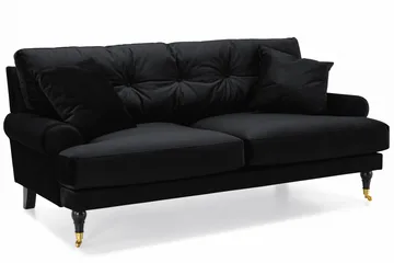 Andrew Sofagruppe 2-seter Sofa + Lenestol + Fotskammel i Fløyel - Svart - Møbler - Sofaer - Sofagrupper - Howard sofagruppe