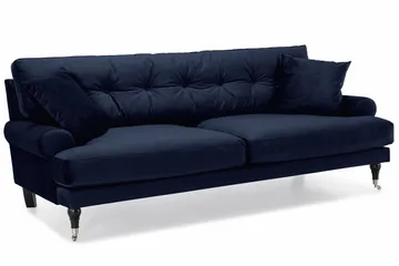 Andrew Sofagruppe 3-seter + 2-seter Sofa + Lenestol + Fotskammel i Fløyel - Blå - Møbler - Sofaer - Sofagrupper - Howard sofagruppe
