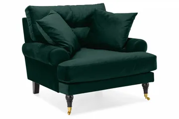 Andrew Sofagruppe 3-seter + 2-seter Sofa + Lenestol + Fotskammel i Fløyel - Grønn - Møbler - Sofaer - Sofagrupper - Howard sofagruppe